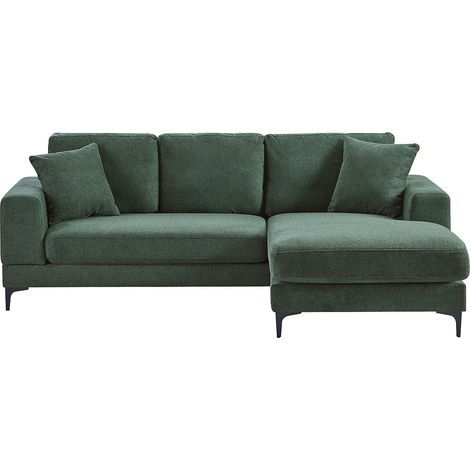 Canapé d'angle réversible en tissu texturé vert JAMOLO (1/4)