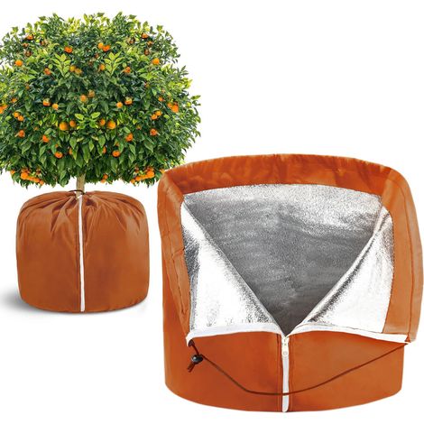 Bardusch-Housse isolante d'hiver pour pot de fleurs avec cordon de serrage et fermeture éclair, pour pot de fleurs d'extérieur, sac antigel (marron) (1/5)