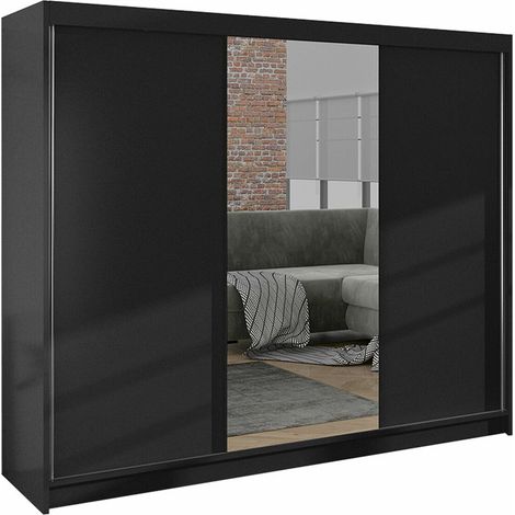 Armario Closico 158, Negro, 215x200x58cm, Puertas de armario: Correderas, Número de estantes: 9