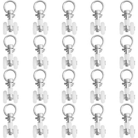 20pcs Curtain Track Rollers,Track Rollers,Curtain Rod Rollers Slides,Silent Pulley,Double Window Curtain Track Roller Track,for Windows Curtain Tracks (1/4)