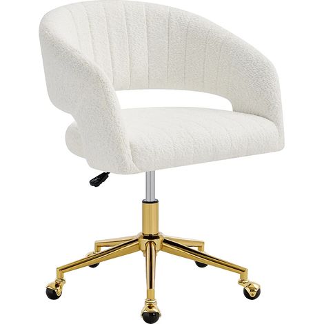Sedia da ufficio in tessuto bouclé - Bianco e oro - Altezza regolabile - TIRIESI (1/5)