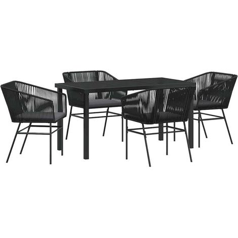 Ensemble table et chaises de jardin noires 5 pièces (1/5)