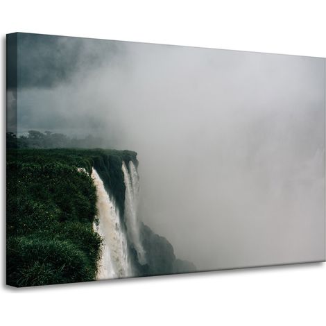 Leinwanddruck Naturmotiv Berge und Wasserfall 90x60 cm