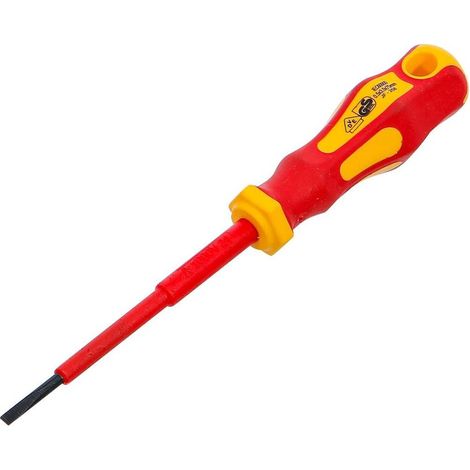 Tournevis VDE Fente 3 mm - Lame 75 mm - Isolation Sécurisée, Acier, 1000 V - D-Work (1/5)