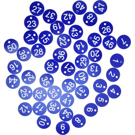 Étiquettes numérotées 1-50 pour élevage, apiculture et bétail - Lot de 50 pièces bleues
