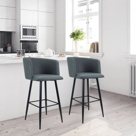 Sgabello Limin in ecopelle grigio con gambe nere opache (1/4)