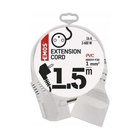 Rallonge 1 prise avec/sans câble 1,5 m /H05VV-F 3x1/ blanc P0111 (1/2)