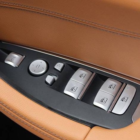 1 color: Black Material: ABS Car front right window switch cover decoration. (1/5)