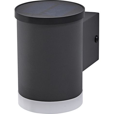 LEDVANCE ENDURA STYLE SOLAR OXFORD Applique extérieure, 0,5W, 50lm, gris foncé, éclairage indirect, batterie rechargeable, IP44, 3000K, lumière blanc chaud.