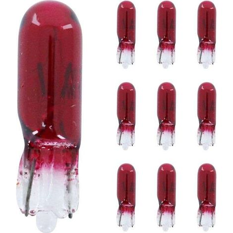 10x Ampoule 12V 1,2w T5 wedge rouge W2x4.6d universel éclairage lumière bricolage remplacement (1/2)