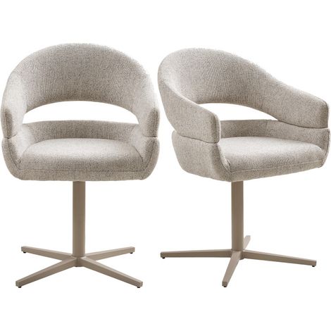 HUGS-Fauteuil de table pivotant en tissu beige (x2) (1/5)
