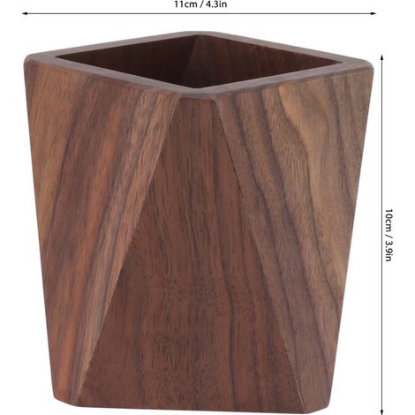 Pot à ustensiles de cuisine en bois massif, lisse, stable et de grande capacité, avec porte-stylo simple en forme de losange (3,9 x 4,3 pouces) pour la cuisine, le bureau ou la maison. (1/5)