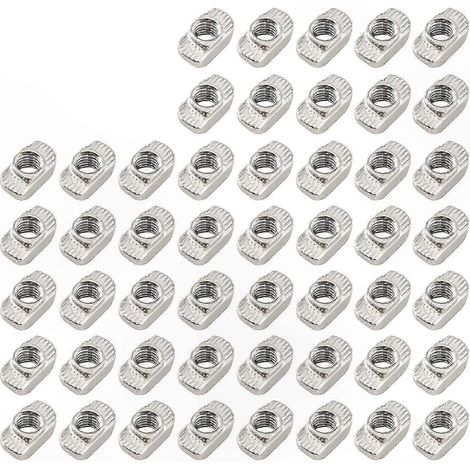 50 Vierkant-T-Muttern für Nuten, Aluminium-Befestigungsschienen, Packung mit 50 Stück, industrielles Verschraubungszubehör für Gleitprofile. (1/5)