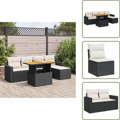 vidaXL Salon de jardin 6 pcs avec coussins noir résine tressée (1/5)