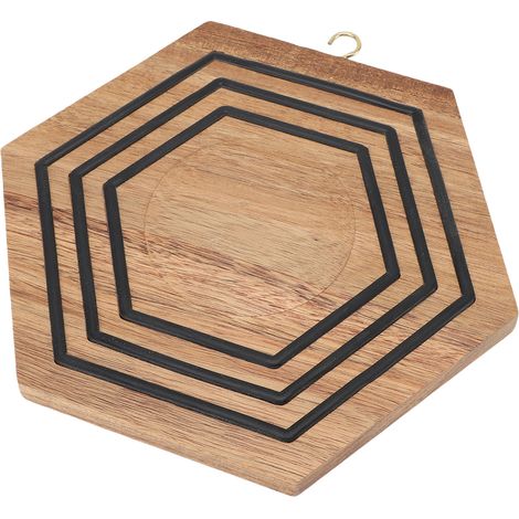 Dessous de plat aimanté bois hexagonal, support casserole bois antidérapant, coussin pot pour poêles assiettes théières (1/5)