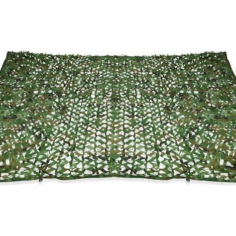 Voile d'ombrage rectangulaire design ombrière camouflage 3x5 M treillis vert (1/4)