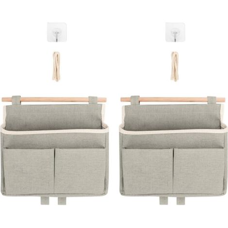 2er-Pack hängende Organizer aus Leinen für Zuhause, Büro, Badezimmer, Kinderzimmer (grau)