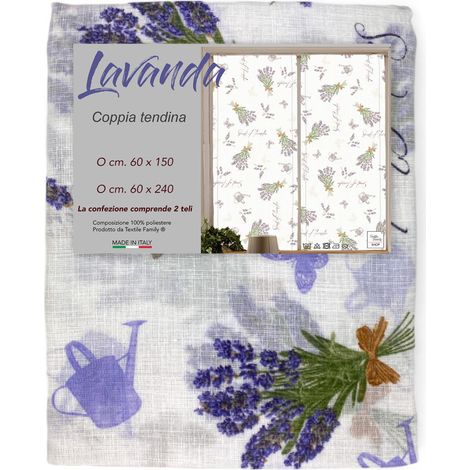 Coppia TENDINA a vetro LAVANDA larga cm. 60 da Finestra e da Porta COPPIA (2 TELI) CM. 60X240