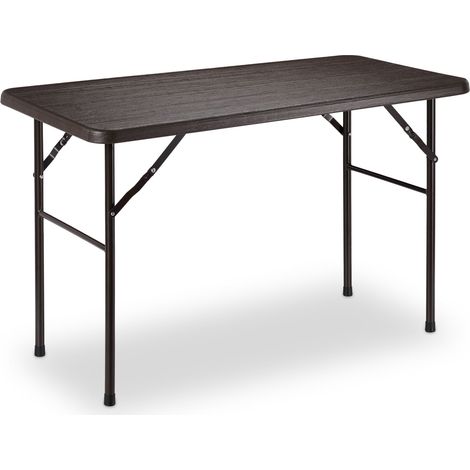 Tavolo da giardino rettangolare pieghevole per 4 persone 74 x 120 x 60 cm in plastica marrone 130005537
