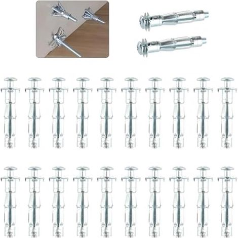 Kit de fixation pour cloisons creuses (22 pièces) - Chevilles d'expansion robustes pour plaques de plâtre avec vis M6x52 mm (1/2)