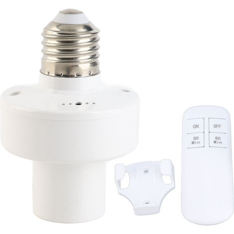 Ortviai Prise de Lampe Télécommandée avec Minuterie 30/60 min – Support E26/E27 Sans Fil pour Applique, Suspension et Lampe de Table (1/5)