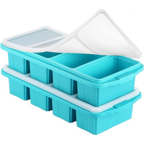Moules à soupe en silicone Souper Cubes 1 tasse avec couvercles - Cubes de soupe avec rebord renforcé en acier - Parfaits pour congeler bouillon, riz, portions individuelles, préparer vos repas à l'av (1/5)