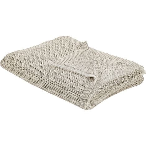 Couvre-lit Plaid Couverture en Coton 150 x 200 cm Décoratif Beige Clair Ilen (1/5)