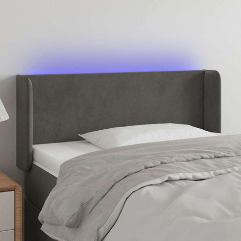 vidaXL Cabecero con LED de terciopelo gris oscuro 83x16x78/88 cm (1/5)