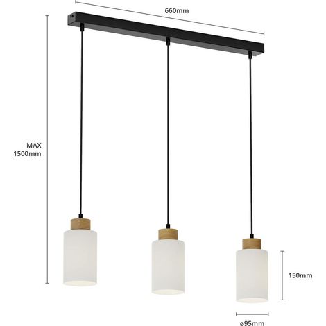 [GEBRAUCHT] Envostar Talia Pendelleuchte Hängelampe Lampe 3 Fl E27 Linea Eiche Weiß Schwarz B-Ware