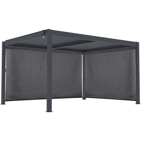 Pérgola bioclimática "Windsor premium" con led y 2 persianas de aluminio - 3 x 4 m - Gris (1/5)