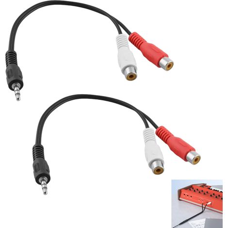 2 Pièces Adaptateur Audio Stéréo RCA vers Jack 3,5 mm, Convertisseur 2x RCA Femelle vers Fiche Jack Mâle, Câble Audio, Connexion TV, Chaîne Stéréo, Amplificateur, Enceinte, Smartphone (1/5)