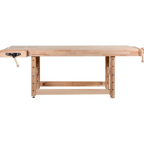 AUTRES Banc de travail charges lourdes 2500 mm - Plateau hêtre 120 mm - 2 étaux