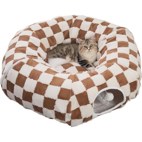 Tunnel donut pour chat - Jouets interactifs lavables avec balle – Lit rond (1/5)