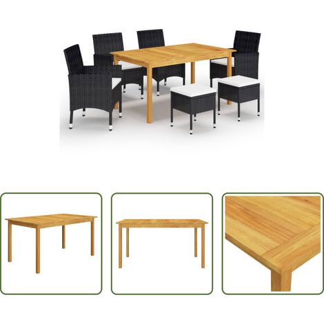 vidaXL Juego de comedor de jardín de 7 piezas negro (1/5)