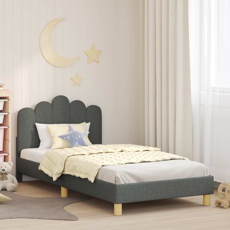 Cama para niños con cabecero Gris oscuro 90 x 190 cm Tela