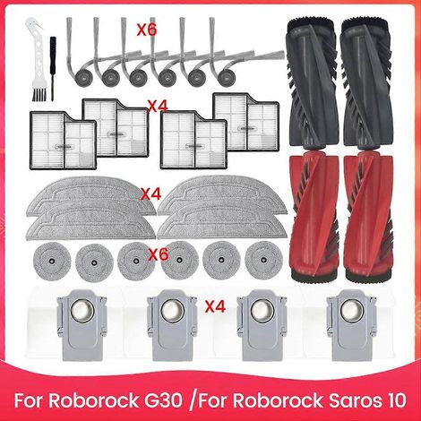 Kit de remplacement de 30 pièces pour aspirateur robot Roborock Saros 10/G30 : brosse principale, filtres HEPA et autres. (1/5)
