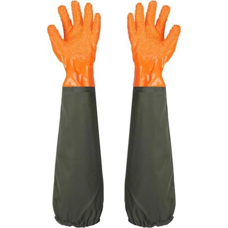 Dépolie Étanche Gants Allonger Gants en Caoutchouc Gants de Nettoyage D'étang Doublure Poignets Élastiques
