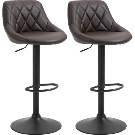 Set 2 Sgabelli da Bar 51,5x48x83-104 cm in Similpelle Marrone e Nero (1/5)