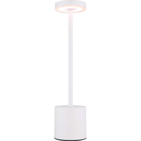 Tischleuchte Lampe Beistelllampe Metall weiß matt LED dimmbar Akku H34cm