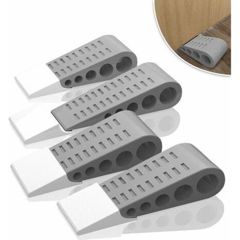 Rubber Door Stopper, 4pcs Heavy Duty Non-Slip Rubber Door Stopper, Anti-Scratch Door Block Works on All Surfaces (Grey) (1/5)