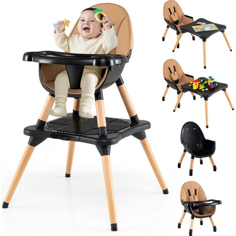 Chaise haute, chaise haute pour bébé, tout-petit, bébé, nourrisson, enfants, ensemble de chaise convertible, table de construction, harnais de sécur (1/5)