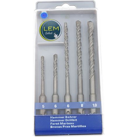 Coffret de 5 forets à béton SDS Jeu de mèches torsadées pointes au carbure de tungstène 5mm à 10mm