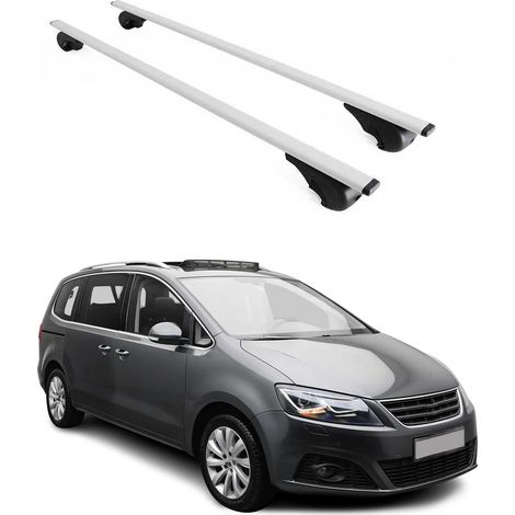 OMAC Dachträger Querträger für Seat Alhambra II 2010-2020 – Abschließbar – Max. 75 kg – 2 Stangen Stahl Silber (1/5)