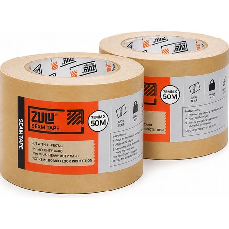 Zulu Brown Board Seam Tape 75mm x 50m - Heavy Duty for Card Floor Protection Joining Tape Easy Tear Strong Adhesive, 2 Pack (1/4)