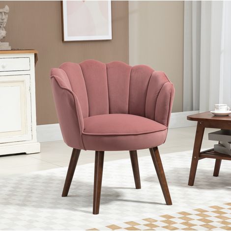 Sedia imbottita rosa con schienale floreale e gambe in legno 66 x 66 x 78,5 cm (1/5)