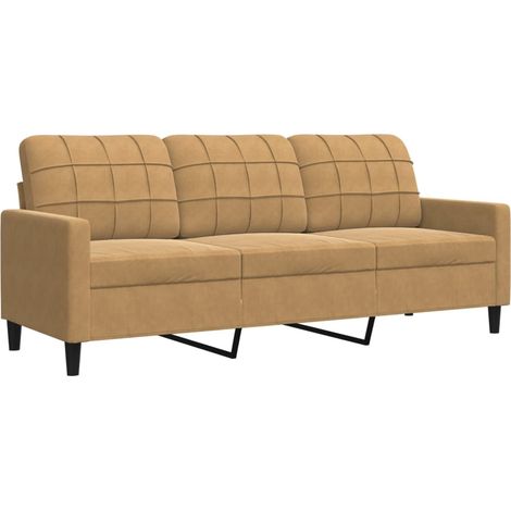 Divano a 3 Posti Marrone 180 cm in Velluto vidaXL 313093 (1/5)