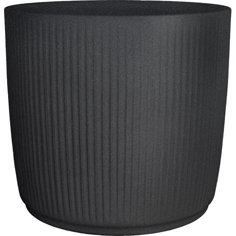 Scheurich Linetto 47. vase/pot de fleurs/pot de plantes. rond. en plastique couleur : Stony Black. 46.6 cm diamètre. 42.6 cm hauteur. 62 l vol.
