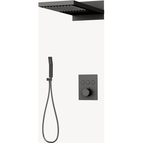 Pacchetto doccia termostatico con effetto cascata Gun metal - Linosa