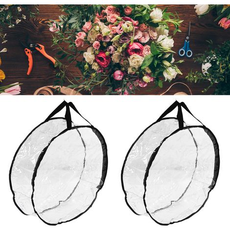 [Borsa portaoggetti trasparente] Borsa porta ghirlanda in PVC con finiture nere - Grande capacità, facile da trasportare - 2 pezzi (1/4)