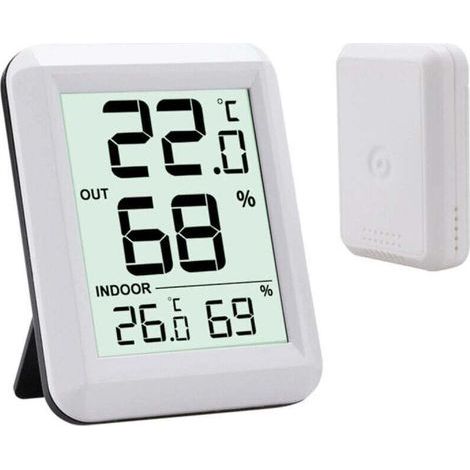 Thermomètre hygromètre sans fil intérieur extérieur, station météo numérique avec écran LCD, mesure température humidité pour maison chambre bébé (1/4)